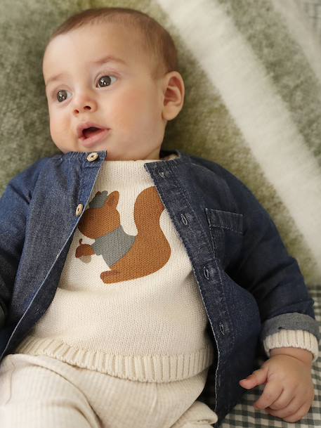 Denim Shirt for Newborns stone - vertbaudet enfant 