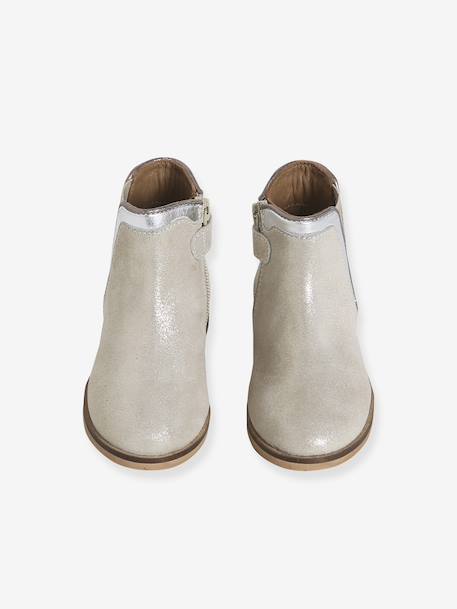 Leather Boots with Zip & Elastic for Girls black+gold+navy blue - vertbaudet enfant 