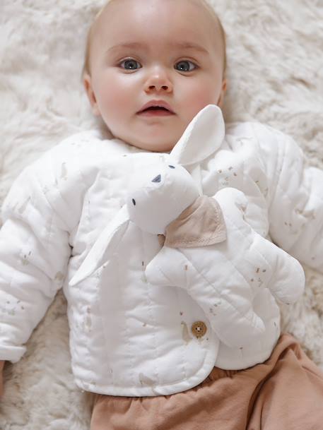 Veste bébé matelassée en velours + doudou coffret cadeau naissance écru - vertbaudet enfant 
