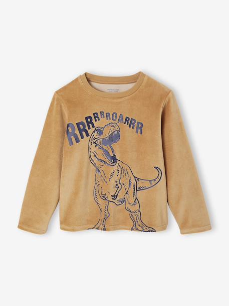 Pack of 2 Dino Velour Pyjamas for Boys caramel - vertbaudet enfant 