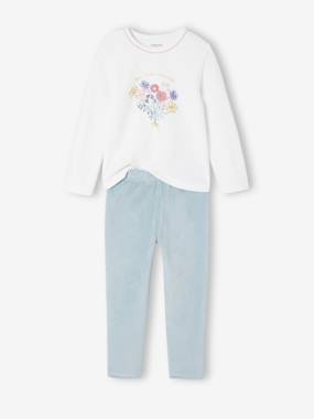 Fille-Lot de 2 pyjamas fille velours fleurs 