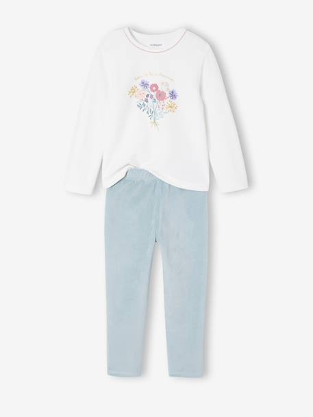 Pack of 2 Floral Velour Pyjamas for Girls ecru - vertbaudet enfant 
