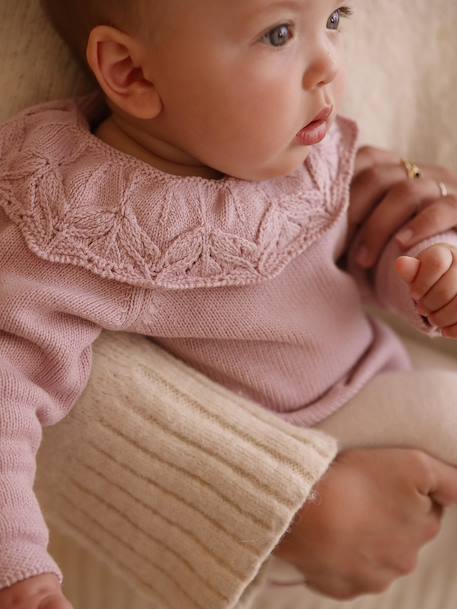 Newborn Set: Knitted Romper + Tights mauve - vertbaudet enfant 