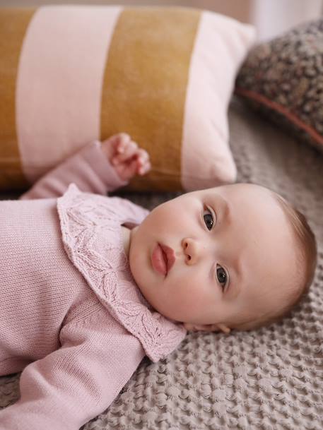 Newborn Set: Knitted Romper + Tights mauve - vertbaudet enfant 