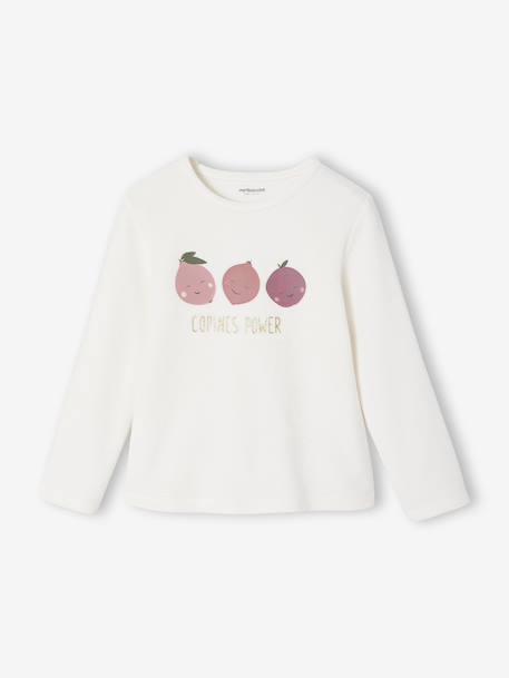 Pack of 2 Fruit Velour Pyjamas for Girls ecru - vertbaudet enfant 
