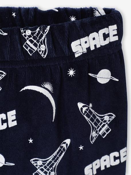 Velour Pyjamas with Printed Rocket for Boys navy blue - vertbaudet enfant 