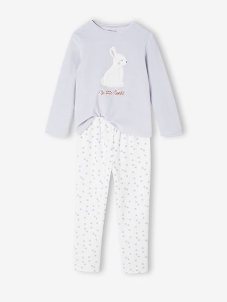 Rabbit Velour Pyjamas for Girls sky blue - vertbaudet enfant 
