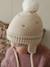 Embroidered heart set with beanie, snood and baby mittens golden beige - vertbaudet enfant 
