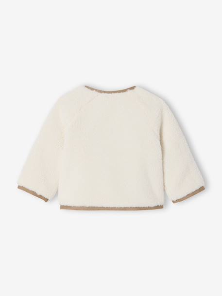 Sherpa Jumper with Front Button Fastening for Newborns ecru - vertbaudet enfant 