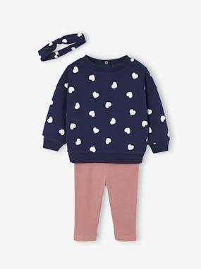 -Ensemble bébé fille 3 pièces sweat + legging + bandeau personnalisable 