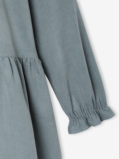Corduroy Dress for Girls anthracite+sage green - vertbaudet enfant 