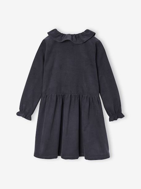 Corduroy Dress for Girls anthracite+sage green - vertbaudet enfant 
