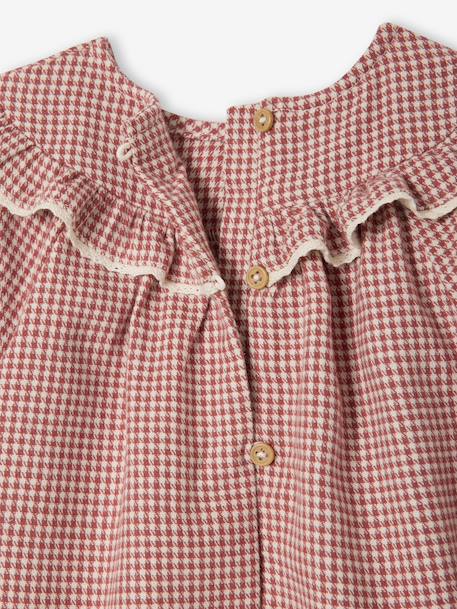 Dress in Gingham Flannel for Newborns ecru - vertbaudet enfant 