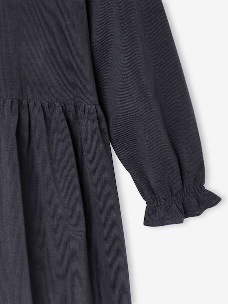Corduroy Dress for Girls anthracite+sage green - vertbaudet enfant 