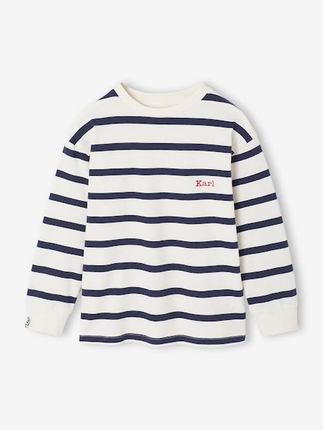 Tee-shirt rayé manches longues garçon bleu nuit+écru - vertbaudet enfant 