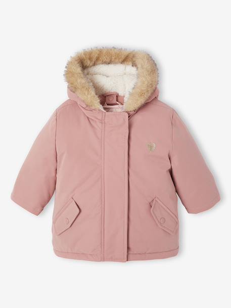 Parka + lightweight jacket 3-in-1 for babies old rose+olive - vertbaudet enfant 