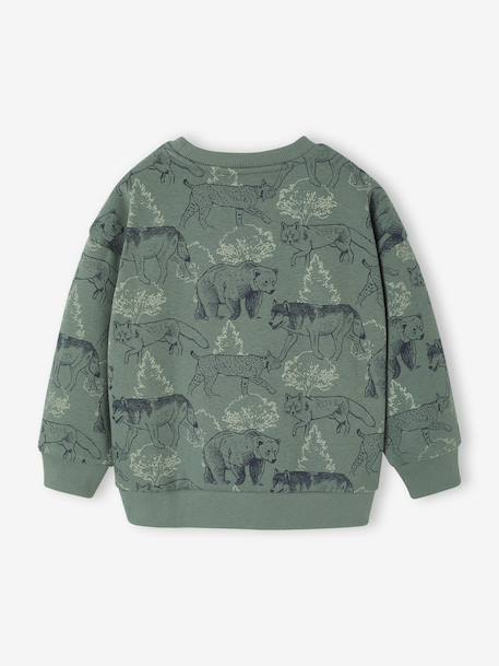 Sweat imprimé garçon beige chiné+bleu moyen+vert sauge - vertbaudet enfant 