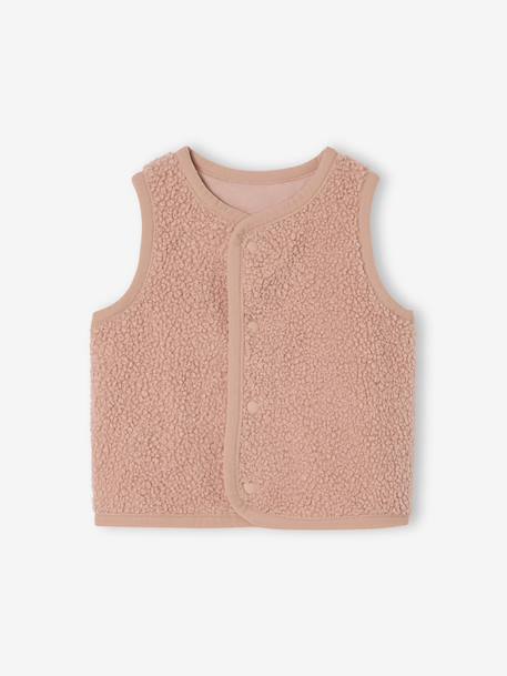 Sleeveless faux fur baby cardigan rosy - vertbaudet enfant 