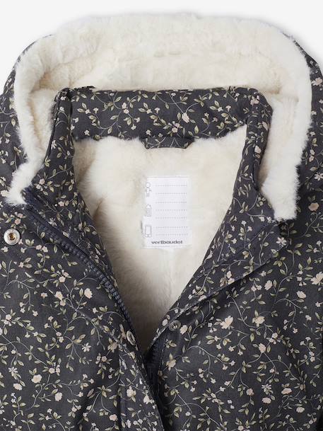 Romantic Hooded Parka for Girls green+navy blue - vertbaudet enfant 