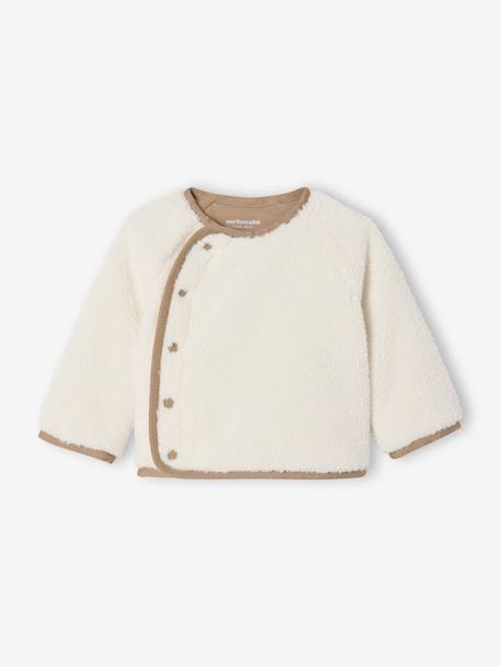 Pull naissance en sherpa boutonné devant écru - vertbaudet enfant 