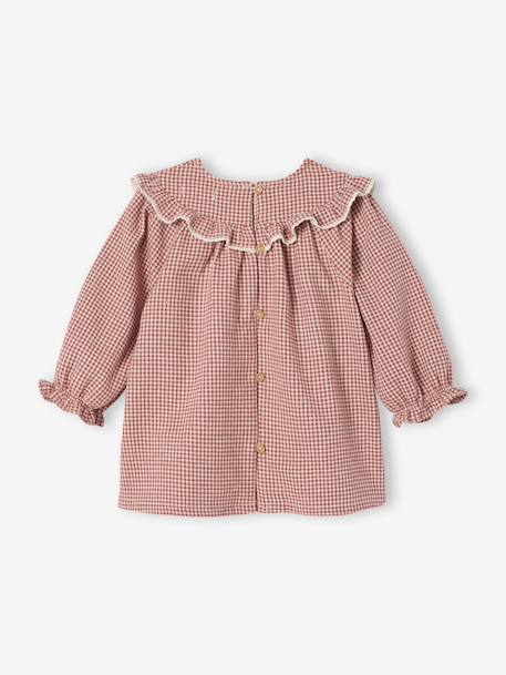 Dress in Gingham Flannel for Newborns ecru - vertbaudet enfant 