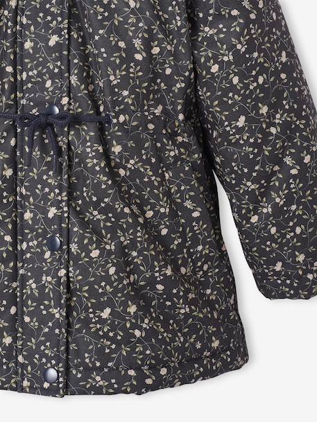 Romantic Hooded Parka for Girls green+navy blue - vertbaudet enfant 