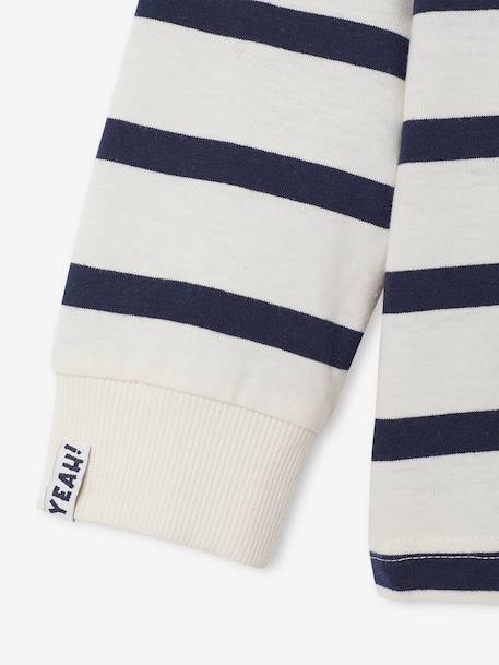 Striped Long-Sleeved T-Shirt for Boys ecru+night blue - vertbaudet enfant 