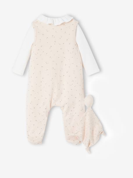 3-Piece Set for Newborns: Jumpsuit + Bodysuit + Comforter aqua green+rose - vertbaudet enfant 