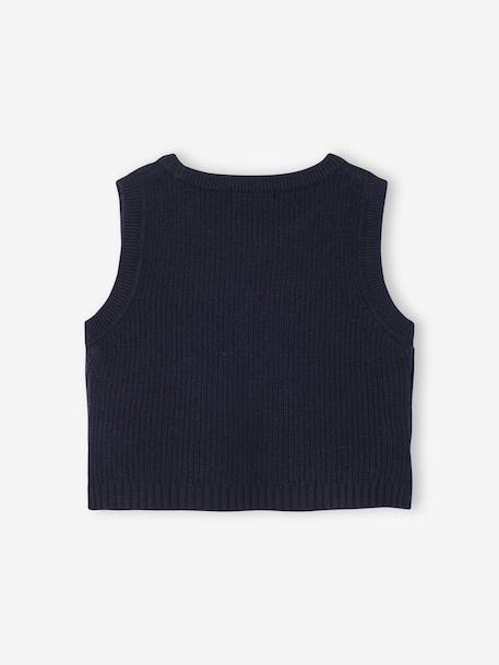 Pull bébé sans manches écru+marine+rose poudré - vertbaudet enfant 