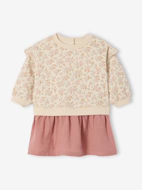 -Robe bi-matière manches longues