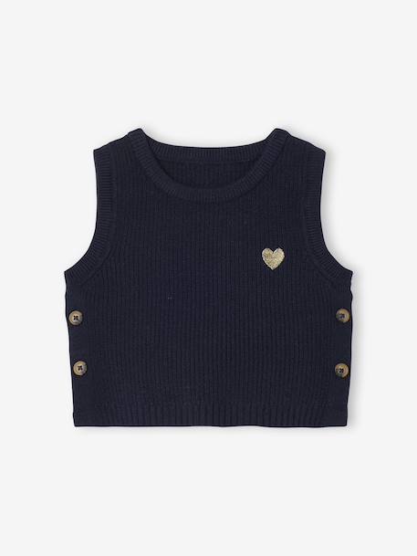 Pull bébé sans manches écru+marine+rose poudré - vertbaudet enfant 