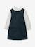 Velvet pinafore dress and cotton muslin blouse set for girls petrol blue - vertbaudet enfant 