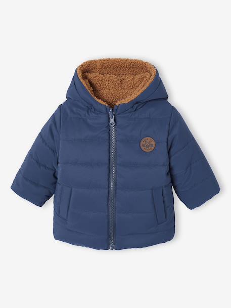Reversible Hooded Lightweight Jacket for Girls navy blue - vertbaudet enfant 
