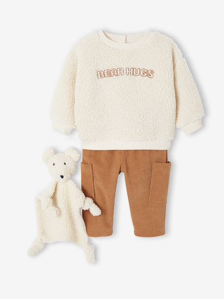 Baby sweatshirt + trouser + comforter set caramel - vertbaudet enfant 