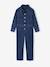 Denim Worker-Style Jumpsuit for Girls medium blue - vertbaudet enfant 