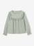 Blouse fille velours à volants détails broderie anglaise rose poudré+vert de gris - vertbaudet enfant 