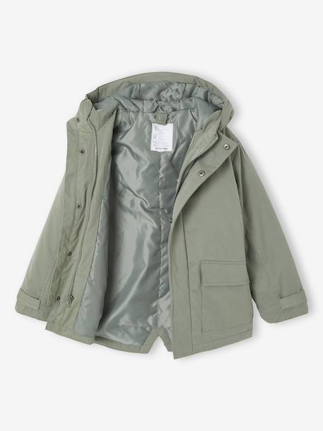 Parka garçon 3 en 1 blouson amovible kaki+lichen+Marine grisé+noix de pécan - vertbaudet enfant 