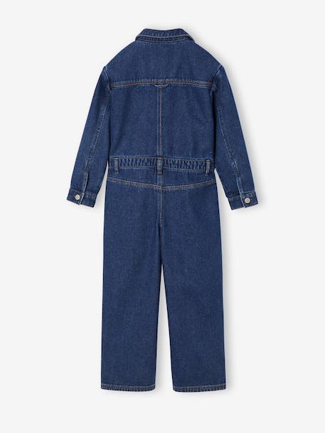 Denim Worker-Style Jumpsuit for Girls medium blue - vertbaudet enfant 