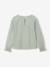 Blouse fille velours à volants détails broderie anglaise rose poudré+vert de gris - vertbaudet enfant 