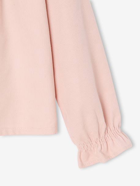 Blouse fille velours à volants détails broderie anglaise rose poudré+vert de gris - vertbaudet enfant 