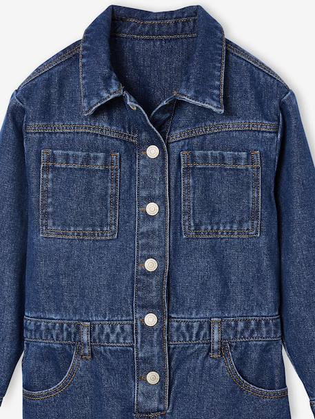 Denim Worker-Style Jumpsuit for Girls medium blue - vertbaudet enfant 