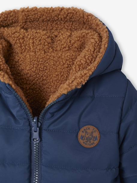Reversible Hooded Lightweight Jacket for Girls navy blue - vertbaudet enfant 