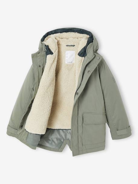 3-in-1 Parka with Removable Bodywarmer for Boys BLUE MEDIUM SOLID WITH DESIGN+BROWN DARK SOLID WITH DESIGN+GREEN MEDIUM SOLID WITH DESIG+lichen - vertbaudet enfant 