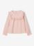 Blouse fille velours à volants détails broderie anglaise rose poudré+vert de gris - vertbaudet enfant 
