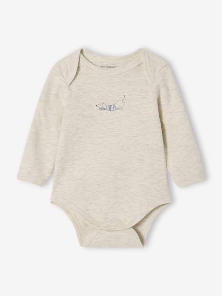 Pack of 3 Bodysuits with Cut-Away Shoulders, for Newborns marl beige - vertbaudet enfant 