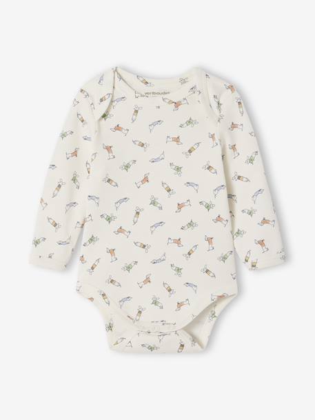 Pack of 3 Bodysuits with Cut-Away Shoulders, for Newborns marl beige - vertbaudet enfant 