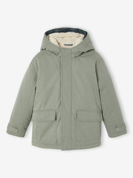 Parka garçon 3 en 1 blouson amovible kaki+lichen+Marine grisé+noix de pécan - vertbaudet enfant 