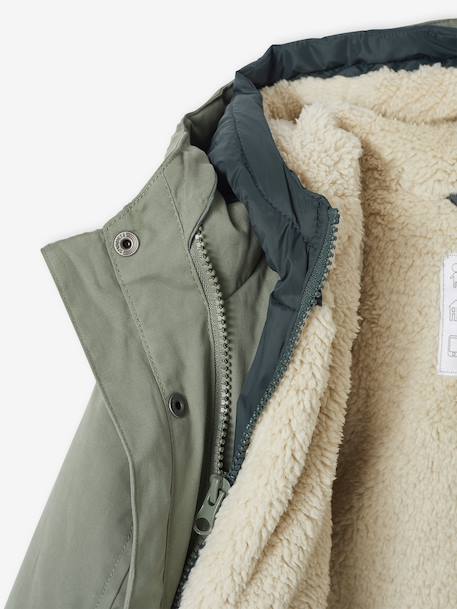 Parka garçon 3 en 1 blouson amovible kaki+lichen+Marine grisé+noix de pécan - vertbaudet enfant 
