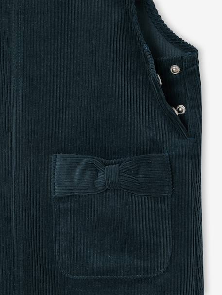 Velvet pinafore dress and cotton muslin blouse set for girls petrol blue - vertbaudet enfant 