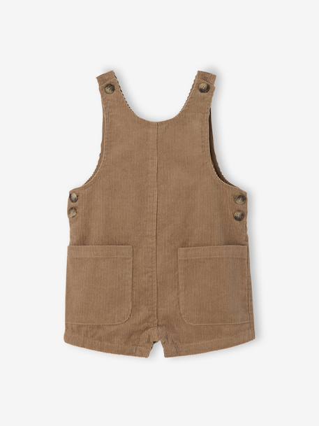 Short Corduroy Dungarees for Babies pecan nut - vertbaudet enfant 
